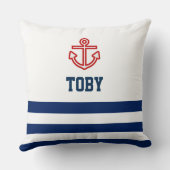 Aangepaste Nautical Navy White Stripes Kussen (Achterkant)