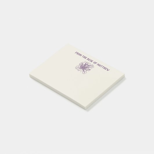 Aangepaste Nautical Octopus Paars en Cream Post-it® Notes (Schuin)