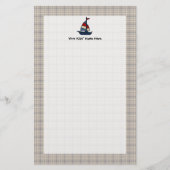 Aangepaste Nautical Sailboat Blue/Tan Boy's Briefpapier (Voorkant)
