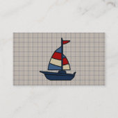 Aangepaste Nautical Sailboat Blue/Tan Boy's Visitekaartje (Achterkant)