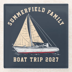Aangepaste Nautical Sailing Matching Family Boat T Glazen Onderzetter