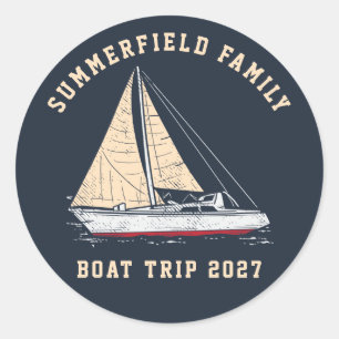 Aangepaste Nautical Sailing Matching Family Boat T Ronde Sticker