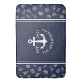 Aangepaste Nautical White Navy Blue Anchor Badmat (Voorkant Verticaal)