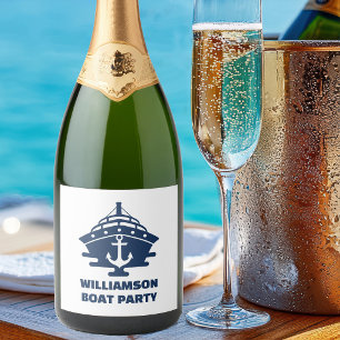 Aangepaste nautische anker boot feest sparkling wijnetiket