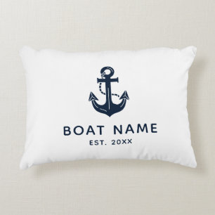 Aangepaste nautische anker bootnaam accent kussen