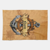 Aangepaste Nautische Anker en Wiel Theedoek (Horizontaal)