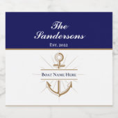 Aangepaste Nautische Boat Party Bold Blue Anchor-n Bier Etiket (Enkel label)