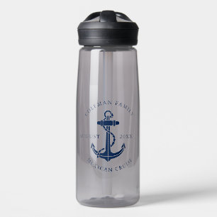 Aangepaste nautische boot Navy Blue Anker  Waterfles