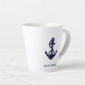 Aangepaste nautische bootnaam marine blauw anker latte mok (Rechterhoek)