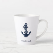 Aangepaste nautische bootnaam marine blauw anker latte mok (Rechts)