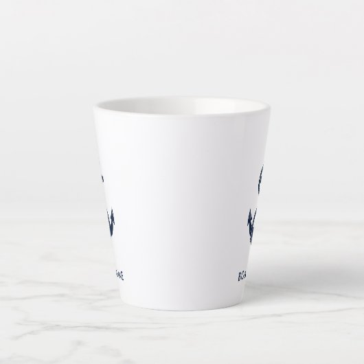 Aangepaste nautische bootnaam marine blauw anker latte mok (Voorkant)