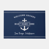 Aangepaste nautische bootnaam Welkom aan boord ank Deurmat (Voorkant)