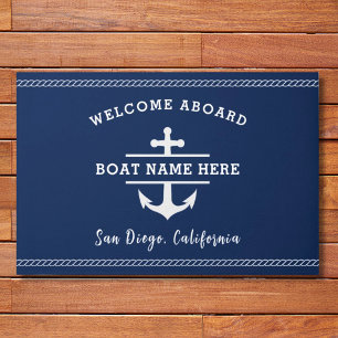 Aangepaste nautische bootnaam Welkom aan boord ank Deurmat