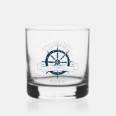 Aangepaste nautische cruiseschip wiel boot kapitei whisky glas (Voorkant)