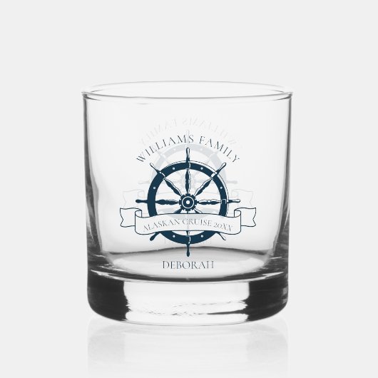 Aangepaste nautische cruiseschip wiel boot kapitei whisky glas (Voorkant)