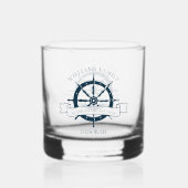 Aangepaste nautische cruiseschip wiel boot kapitei whisky glas (Achterkant)