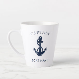 Aangepaste nautische kapitein bootanker latte mok