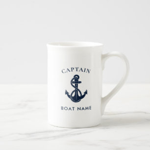 Aangepaste nautische kapitein bootanker marine porselein kop