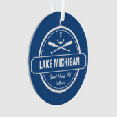 Aangepaste Nautische Logo, naam van meer en foto Ornament (voorkant)