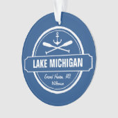 Aangepaste Nautische Logo, naam van meer en foto Ornament (voorkant)