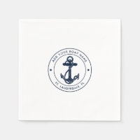 Aangepaste nautische marine blauw anker boot naam
