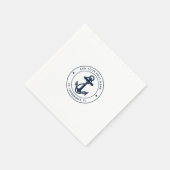 Aangepaste nautische marine blauw anker boot naam servet (Hoek)