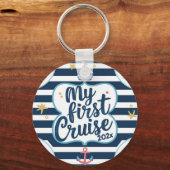 Aangepaste nautische mijn eerste cruise sleutelhanger (Voorkant)