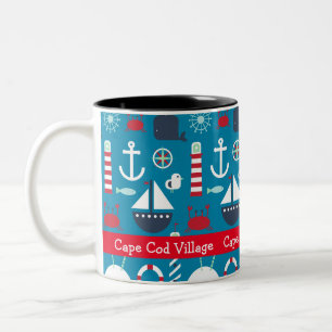 Aangepaste nautische symbolen souvenir koffiemok tweekleurige koffiemok