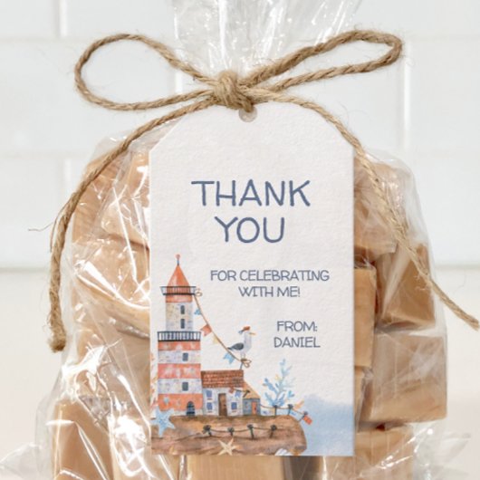 Aangepaste nautische vuurtoren cadeaulabel