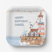 Aangepaste nautische vuurtoren papieren bordje (Voorkant)