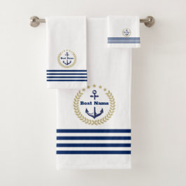 Aangepaste Navy badhanddoek Set met gepersonalisee Bad Handdoek