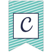 Aangepaste Navy & Blauwgroen Gestreepte Preppy Bun Vlaggetjes (Tweede vlag)