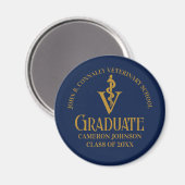 Aangepaste Navy Blue Gold Veterinaire School Afstu Magneet (Voorkant / Achterkant)