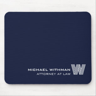 Aangepaste NAVY BLUE LIJN Monogram, naam & beroep Muismat