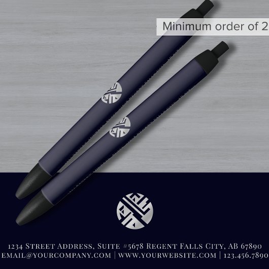 Aangepaste Navy Blue Logo Promotional Zwarte Inkt Pen