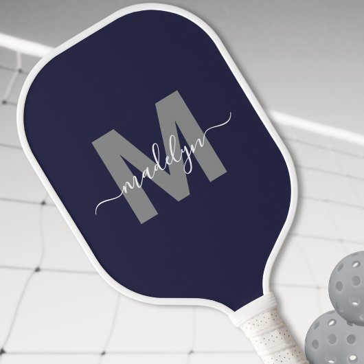 Aangepaste Navy Blue Script Naam Monogram Pickleball Paddle