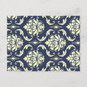Aangepaste Navy Damask Trouwtafel nummer 2 Briefkaart (Achterkant)