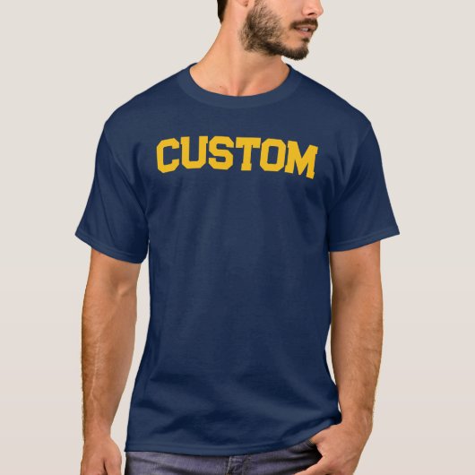 Aangepaste Navy & Gold Mannen University T-shirt (Voorkant)