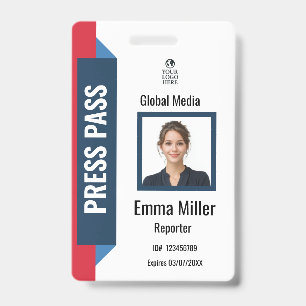 Aangepaste Navy & Red Media Pass Druk op ID-badg Badge