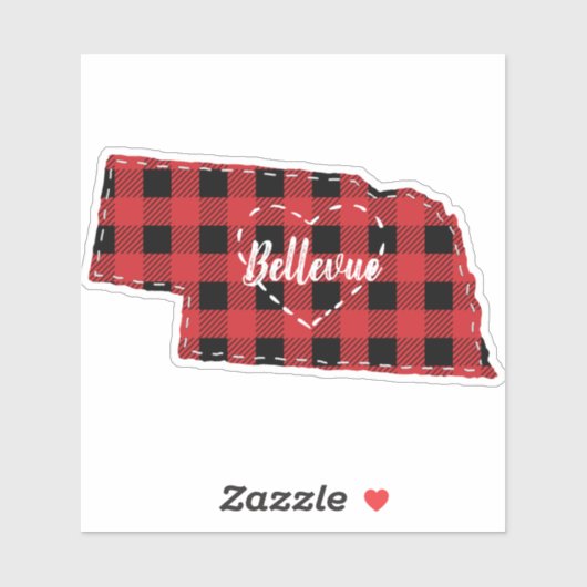 Aangepaste Nebraska Home State Buffel Plaid Kerstm Sticker (Vel)