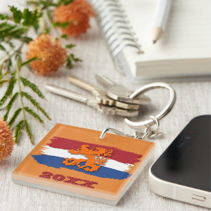 Aangepaste Nederlandse Vlag Oranje Leeuw Team Holl Sleutelhanger