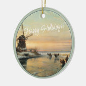 Aangepaste Nederlandse Winter Wonderland Landschap Keramisch Ornament (Links)