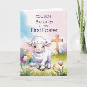 Aangepaste neef baby's eerste Pasen Religieus Kaart