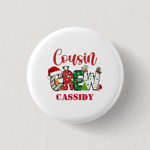 Aangepaste neef Crew Christmas Doodle Ronde Button 3,2 Cm