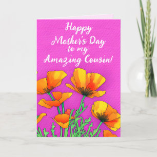 Aangepaste neef Poppy Bright Roze Moederdag Feestdagen Kaart