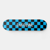 Aangepaste Neon Blue Black Abstracte geometrische Skateboard (Horizontaal)