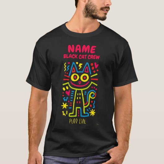 Aangepaste Neon Cat Pop Art | Spint het kwade Hall T-shirt (Voorkant)