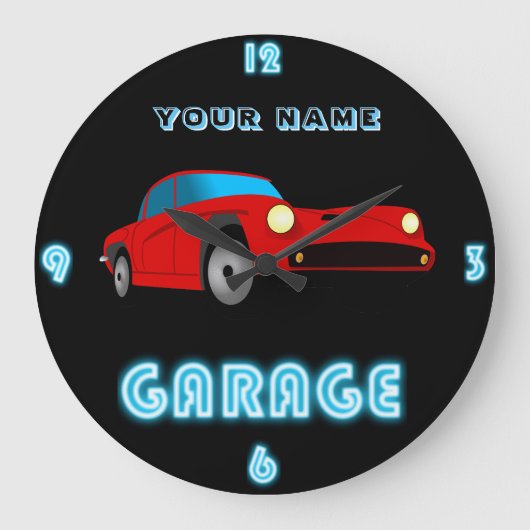 Aangepaste NEON GARAGE Clock ADD Business Name Car Grote Klok (Voorkant)