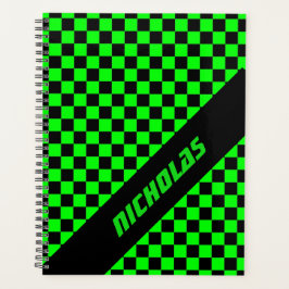 Aangepaste Neon Green geruit patroon planner