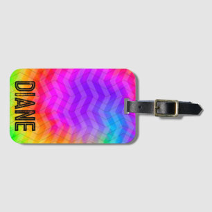 Aangepaste Neon Rainbow Herringbone Gift Bag Bagagelabel